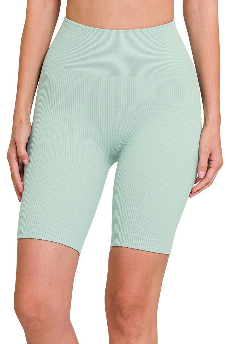 High Waist Ribbed Biker Shorts - Image 7